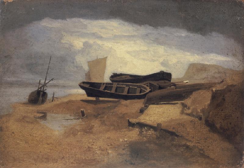 John sell cotman Seashore with Boats Norge oil painting art